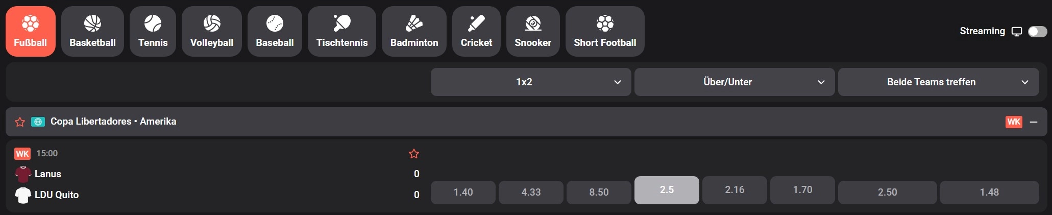 Sportwetten bei Wettson